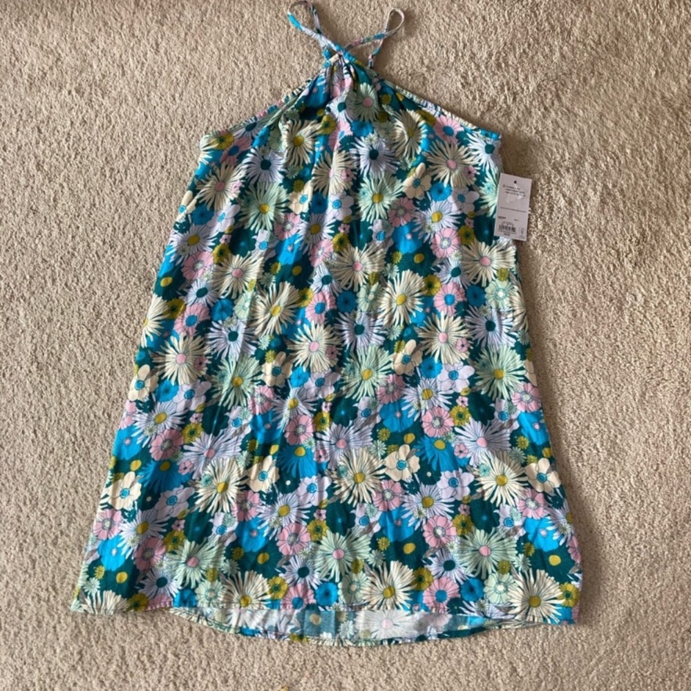 3/$24 SO dress Halter neck swing mini dress floral print dress boho M jr - Picture 4 of 17